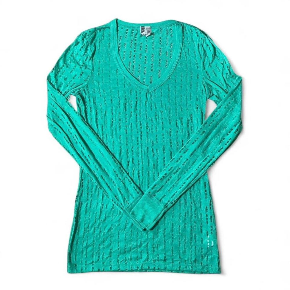 BKE Stripe Cutout Long Sleeve V‎ Neck Top Women's Size M Grunge